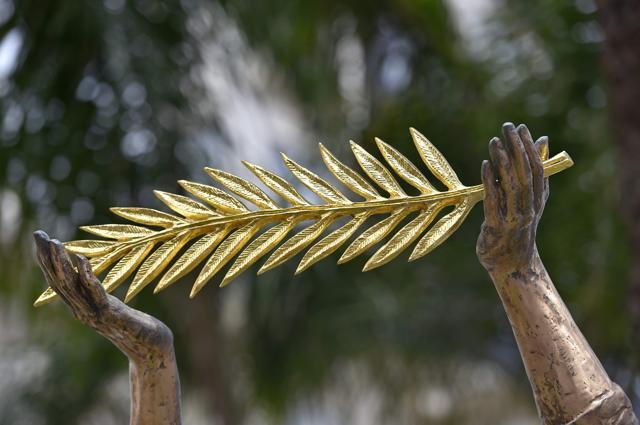 A statue holding a golden palm at Cannes two days ahead of the 69th Cannes film festival. (AFP) A statue holding a golden palm at Cannes two days ahead of the 69th Cannes film festival. (AFP)