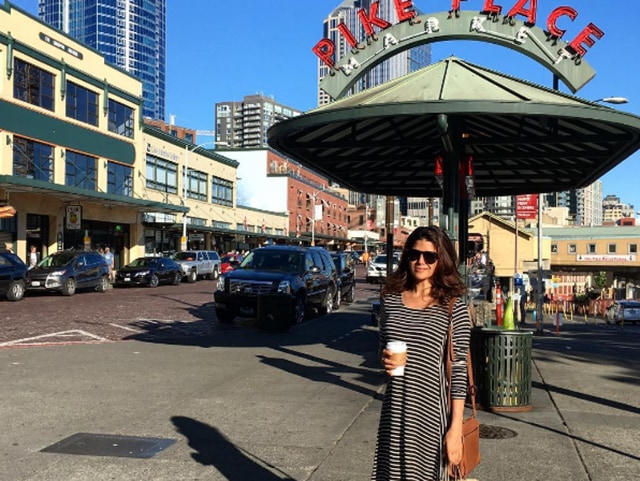While her holiday was all about communing with nature, Nimrat did take time out to get some coffee. 