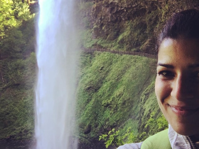 Nimrat Kaur goes on the waterfall trail. 