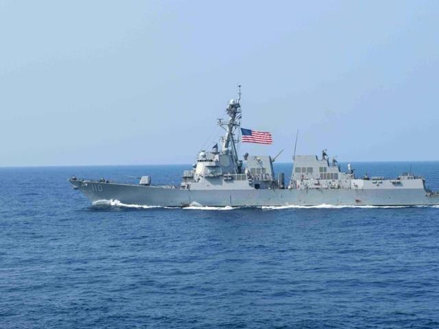 In this March 30 US Navy handout photo, the guided missile destroyer USS William P Lawrence (DDG 110) transits the Philippine Sea. (AFP) In this March 30 US Navy handout photo, the guided missile destroyer USS William P Lawrence (DDG 110) transits the Philippine Sea. (AFP)