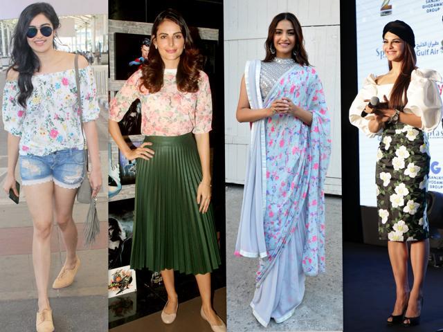 Actors Adah Sharma, Mandana Karimi, Sonam Kapoor and Jaqueline Fernadez ride the floral wave. (HT Photos: Yogen Shah and Viral Bhayani) Actors Adah Sharma, Mandana Karimi, Sonam Kapoor and Jaqueline Fernadez ride the floral wave. (HT Photos: Yogen Shah and Viral Bhayani)