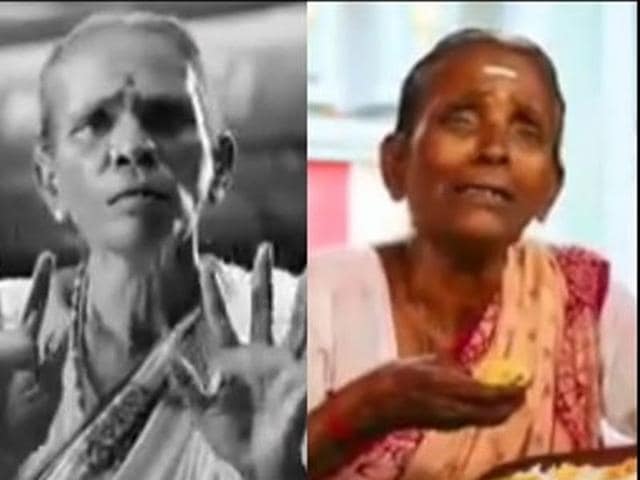 GT Kasturi, popularly known as Kasturi Paati or grandmother in Tamil, has become an overnight sensation after bemused viewers saw her in the ads for the bitter rivals of Dravidian politics.(Screengrab) GT Kasturi, popularly known as Kasturi Paati or grandmother in Tamil, has become an overnight sensation after bemused viewers saw her in the ads for the bitter rivals of Dravidian politics.(Screengrab)