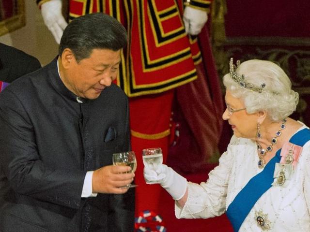 Chinese President Xi Jinping with Queen Elizabeth II at a state banquet at Buckingham Palace, London, during the first day of his state visit to Britain in October 2015. (Reuters) Chinese President Xi Jinping with Queen Elizabeth II at a state banquet at Buckingham Palace, London, during the first day of his state visit to Britain in October 2015. (Reuters)
