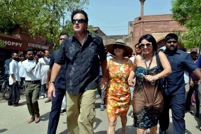 Preity was accompanied by her in-laws at the Taj Mahal. (IANS Photo) Preity was accompanied by her in-laws at the Taj Mahal. (IANS Photo)