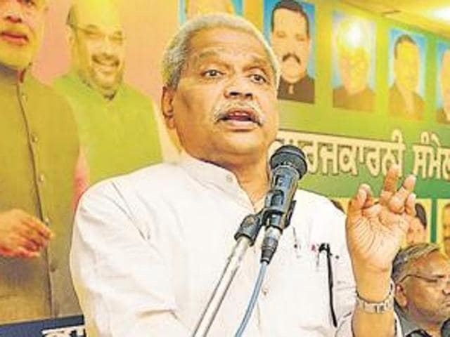 The reshuffle, which is being discussed behind closed doors for the past one week, is expected to take shape on Friday when state affairs incharge Prabhat Jha meets the party leadership in Chandigarh. (HT File Photo) The reshuffle, which is being discussed behind closed doors for the past one week, is expected to take shape on Friday when state affairs incharge Prabhat Jha meets the party leadership in Chandigarh. (HT File Photo)
