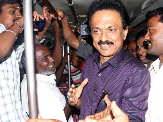 DMK leader Stalin during his Namakku Naame tour across Tamil Nadu.(Picture courtesy: DMK)