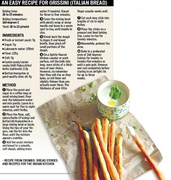 An easy recipe for Grissini, from Koranne Khandekar’s book An easy recipe for Grissini, from Koranne Khandekar’s book