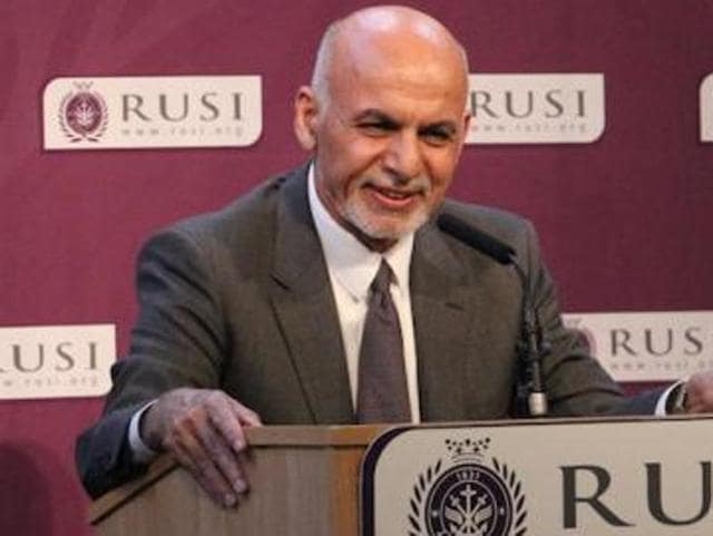 Afghan President Ashraf Ghani speaking at the Royal United Services Institute in London on Thursday.(RUSI)