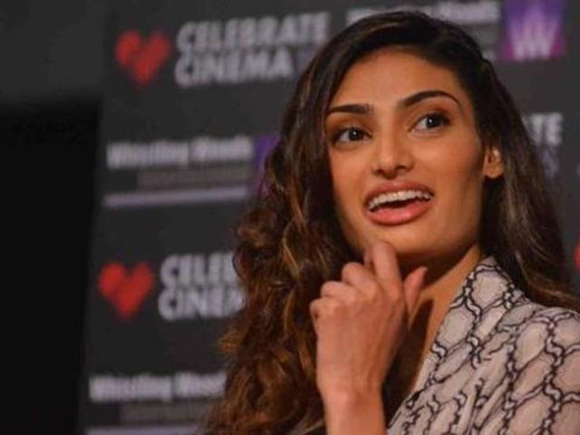 Athiya Shetty during the interactive session with students at the ‘Celebrate Cinema’, an annual festival organises by Whistling Woods International in Mumbai. (IANS)