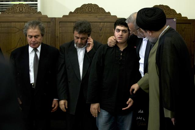 Ali Badreddine, center, son of top Hezbollah commander Mustafa Badreddine, receives condolences from Hezbollah senior officials in a southern suburb of Beirut. (AP) Ali Badreddine, center, son of top Hezbollah commander Mustafa Badreddine, receives condolences from Hezbollah senior officials in a southern suburb of Beirut. (AP)