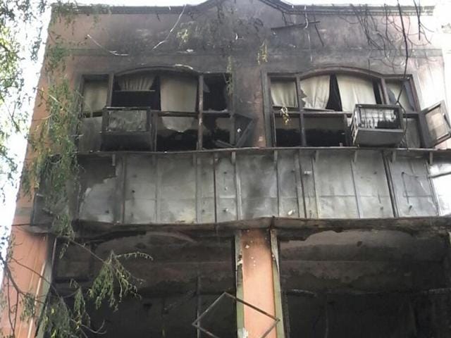 At least five people were killed after a fire broke out in a building situated in Rajnagar area of Ghaziabad. (HT Photo) At least five people were killed after a fire broke out in a building situated in Rajnagar area of Ghaziabad. (HT Photo)