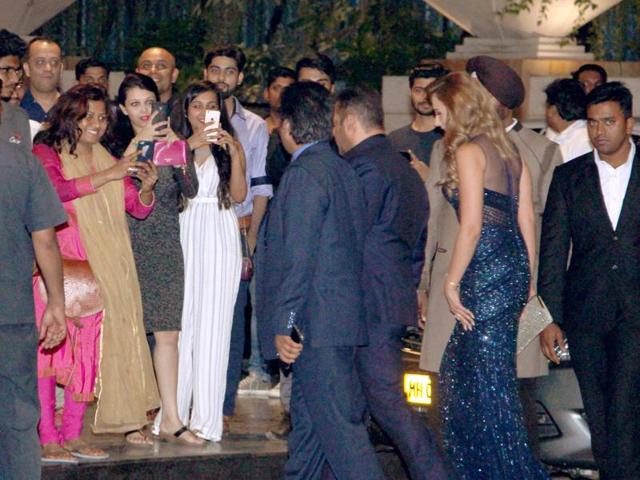 He was followed by Romanian girlfriend Iulia Vantur in another car. They entered the party together.  (Yogen Shah/HT PHOTO) 