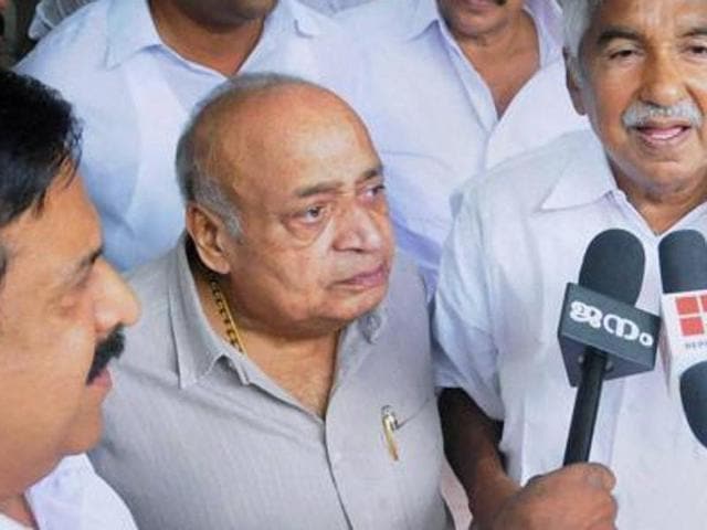 Janata Dal (United) state president MP Veerendrakumar (centre) with Kerala CM Oommen Chandy and home minister Ramesh Chennithala (L) in Kozhikode. (PTI) Janata Dal (United) state president MP Veerendrakumar (centre) with Kerala CM Oommen Chandy and home minister Ramesh Chennithala (L) in Kozhikode. (PTI)