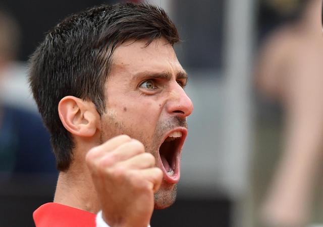 Novak Djokovic celebrates during his quarter final match against Rafael Nadal, at the Italian Open Tennis tournament in Rome. (AP) Novak Djokovic celebrates during his quarter final match against Rafael Nadal, at the Italian Open Tennis tournament in Rome. (AP)