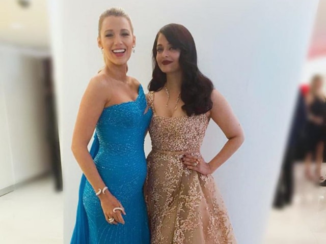 Aishwarya with Hollywood star Blake Lively at Cannes on Saturday. 