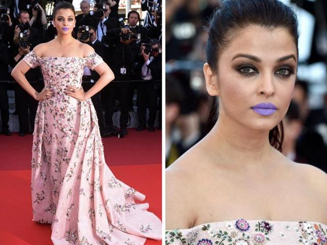 Aishwarya’s experiment with the lilac lipstick has got mixed reviews.