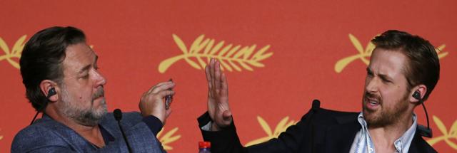 Cast members Russell Crowe and Ryan Gosling joke during a news conference for the film The Nice Guys out of competition at the 69th Cannes Film Festival in Cannes. (REUTERS) Cast members Russell Crowe and Ryan Gosling joke during a news conference for the film The Nice Guys out of competition at the 69th Cannes Film Festival in Cannes. (REUTERS)