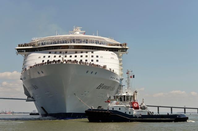 The Harmony of the Seas will be able to carry 6,360 passengers and 2,100 crew members. (AFP Photo) The Harmony of the Seas will be able to carry 6,360 passengers and 2,100 crew members. (AFP Photo)