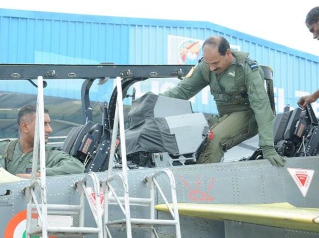 Air Chief Marshal Arup Raha became the first IAF chief to fly the home-grown fighter, designed and developed by the Aeronautical Development Agency of the state-run Defence Research and Development Organisation. (Twitter/MoD) Air Chief Marshal Arup Raha became the first IAF chief to fly the home-grown fighter, designed and developed by the Aeronautical Development Agency of the state-run Defence Research and Development Organisation. (Twitter/MoD)