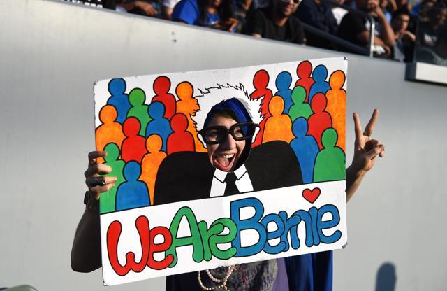 Supporters of Democratic presidential candidate Bernie Sanders attend an election night rally in Carson, California. (AFP Photo) Supporters of Democratic presidential candidate Bernie Sanders attend an election night rally in Carson, California. (AFP Photo)