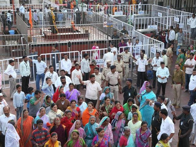 In January this year, women attempted to storm the Shani Shingnapur at Ahmadnagar district in Maharashtra to defy a decades-old tradition that prohibited women from entering the inner sanctum. The women were finally allowed after months of agitation.(PTI) In January this year, women attempted to storm the Shani Shingnapur at Ahmadnagar district in Maharashtra to defy a decades-old tradition that prohibited women from entering the inner sanctum. The women were finally allowed after months of agitation.(PTI)