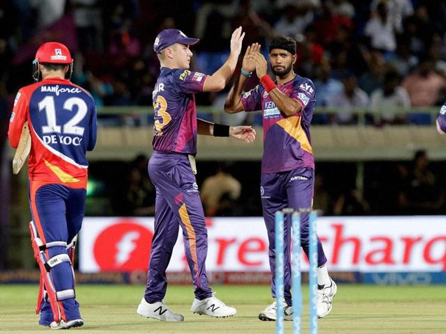 Rising Pune Supergiants players celebrates a wicket of Delhi Daredevils during match IPL 2016. (PTI Photo) Rising Pune Supergiants players celebrates a wicket of Delhi Daredevils during match IPL 2016. (PTI Photo)