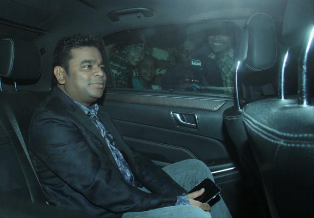 Musician AR Rahman also attended the dinner party at SRK’s Mumbai residence. (Yogen Shah/HT) 