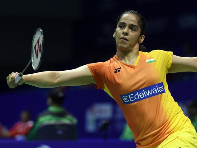 Saina Nehwal of India hits a return against Ratchanok Intanon of Thailand during their Uber Cup match. (AFP Photo) Saina Nehwal of India hits a return against Ratchanok Intanon of Thailand during their Uber Cup match. (AFP Photo)