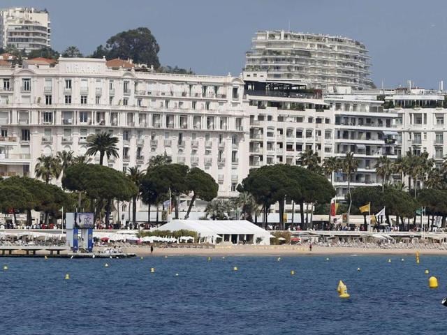 An official poster of the film market is pictured at the entrance of Festival Palace during the 69th Cannes Film Festival in Cannes, France. (REUTERS) An official poster of the film market is pictured at the entrance of Festival Palace during the 69th Cannes Film Festival in Cannes, France. (REUTERS)