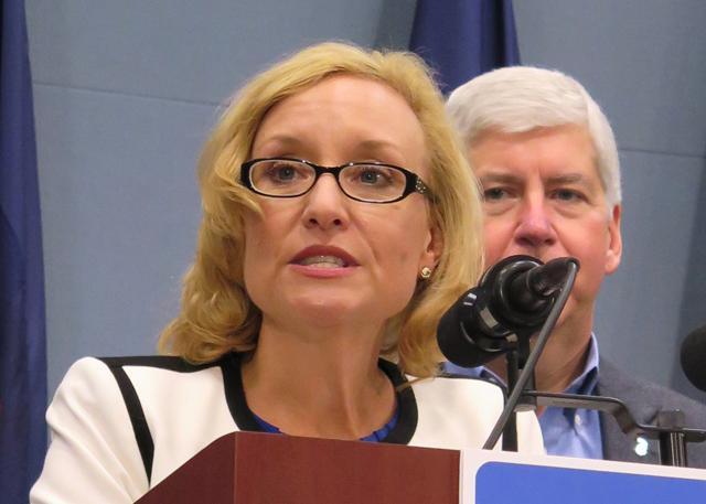 This Sept 30, 2015 file photo shows Joan Larsen, a University of Michigan law professor, speaks after she was appointed to the Michigan Supreme Court by governor Rick Snyder in Lansing, Michigan. (AP file photo) This Sept 30, 2015 file photo shows Joan Larsen, a University of Michigan law professor, speaks after she was appointed to the Michigan Supreme Court by governor Rick Snyder in Lansing, Michigan. (AP file photo)