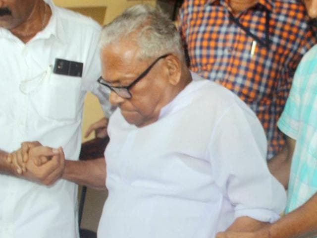 LDF veteran VS Achuthanandan is escorted by supporters after he won the Assembly polls in Palakkad on Thursday. (PTI Photo) LDF veteran VS Achuthanandan is escorted by supporters after he won the Assembly polls in Palakkad on Thursday. (PTI Photo)