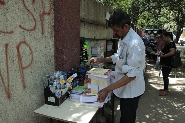 Dinkar Singhal, a stationery vendor, says his sales have already gone down by 60%. (Shivam Saxena/HT)