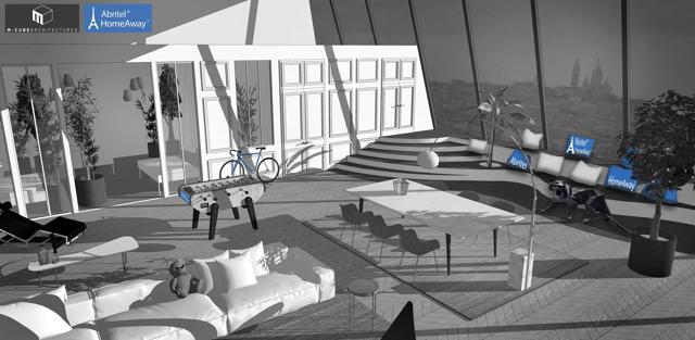 A rendering of the HomeAway Eiffel Tower rental. (HomeAway ) A rendering of the HomeAway Eiffel Tower rental. (HomeAway )