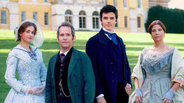 Rebecca Front, Tom Hollander, Harry Richardson, and Stefanie Martini in Doctor Thorne. (iTV) Rebecca Front, Tom Hollander, Harry Richardson, and Stefanie Martini in Doctor Thorne. (iTV)