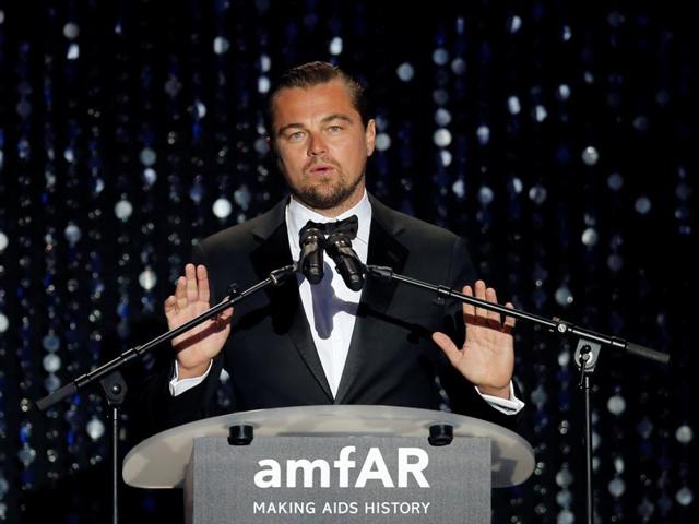 Oscar-winning actor Leonardo DiCaprio conducts an auction during the gala. (REUTERS) Oscar-winning actor Leonardo DiCaprio conducts an auction during the gala. (REUTERS)