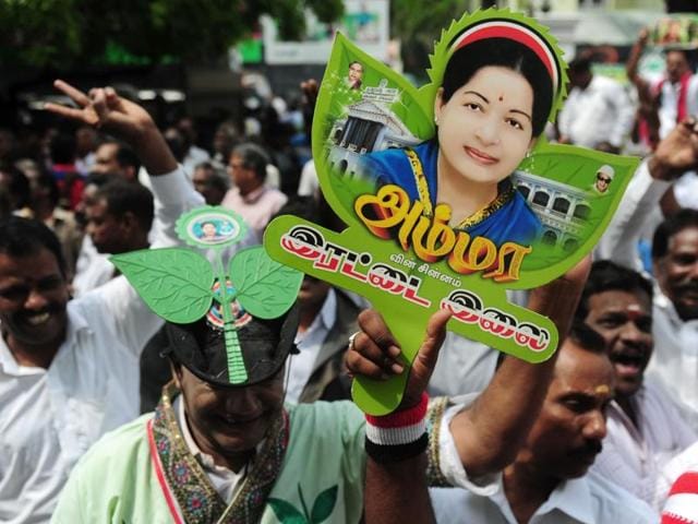 Supporters of the All India Anna Dravida Munnetra Kazhagam(AIADMK) celebrate party chief Jayalalithaa’s victory. The politician returns for a successive term, only the second person to do so in 30 years in Tamil Nadu.(Arun Sankar/AFP) Supporters of the All India Anna Dravida Munnetra Kazhagam(AIADMK) celebrate party chief Jayalalithaa’s victory. The politician returns for a successive term, only the second person to do so in 30 years in Tamil Nadu.(Arun Sankar/AFP)
