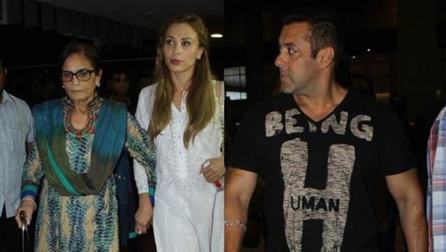 Salman Khan recently arrived at Mumbai airport along with mom Salma and rumoured girlfriend Iulia. (HT Photo)