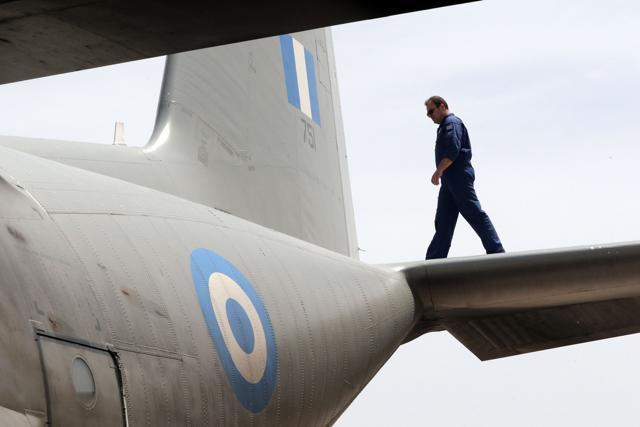 A greek air force mechanic checks a C-130 plane of the Hellenic Air Force on stand by for the searching operation of the EgyptAir plane, at the greek military air base in Kastelli on the island of Crete. (AFP) A greek air force mechanic checks a C-130 plane of the Hellenic Air Force on stand by for the searching operation of the EgyptAir plane, at the greek military air base in Kastelli on the island of Crete. (AFP)