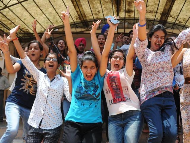 Students after the CBSE class 12th results were declared in Patiala on Saturday. (Bharat Bhushan /Hindustan Times) Students after the CBSE class 12th results were declared in Patiala on Saturday. (Bharat Bhushan /Hindustan Times)