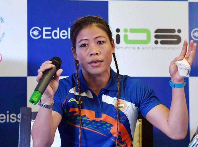 In this file photo, boxer MC Mary Kom can be seen speaking during an event in New Delhi. (PTI) In this file photo, boxer MC Mary Kom can be seen speaking during an event in New Delhi. (PTI)