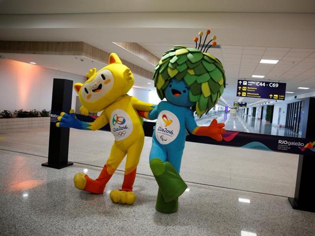 Olympic and Paralympic Games mascots Vinicius (L) and Tom pose during the opening ceremony of the new terminal at the international airport Galeao, which is expected to receive 1.5 million passengers during the 2016 Rio Olympics. (REUTERS) Olympic and Paralympic Games mascots Vinicius (L) and Tom pose during the opening ceremony of the new terminal at the international airport Galeao, which is expected to receive 1.5 million passengers during the 2016 Rio Olympics. (REUTERS)