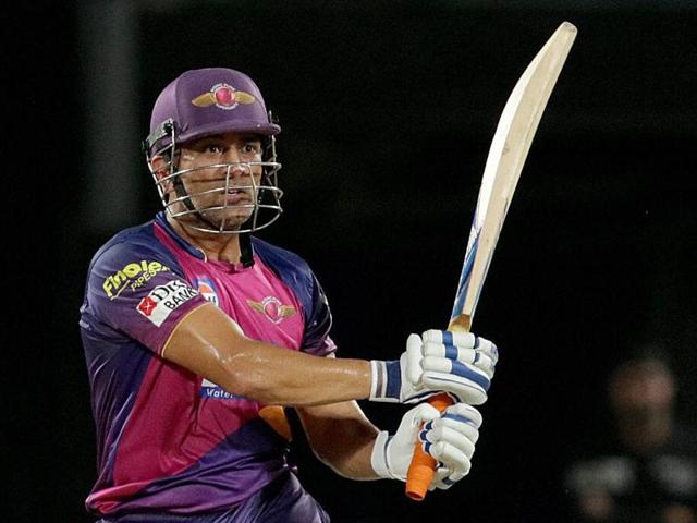 Dhoni hit two sixes off the last two balls to ensure Rising Pune finished their miserable IPL campaign on a winning note, and avoided a last-place finish in the points table. (PTI) Dhoni hit two sixes off the last two balls to ensure Rising Pune finished their miserable IPL campaign on a winning note, and avoided a last-place finish in the points table. (PTI)