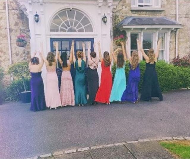 Navya Naveli Nanda (third from left) and her friends at the Sevenoaks school celebrate graduation. (Instagram)