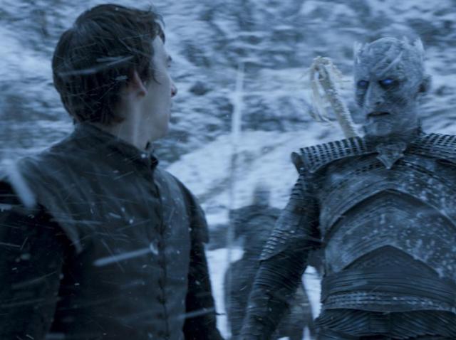 OOOH! Looks like Bran will finally meet the Night’s King. But hey! He is standing on his feet... so this can’t be present time reality. Is he flashing back to Hardhome? (HBO)