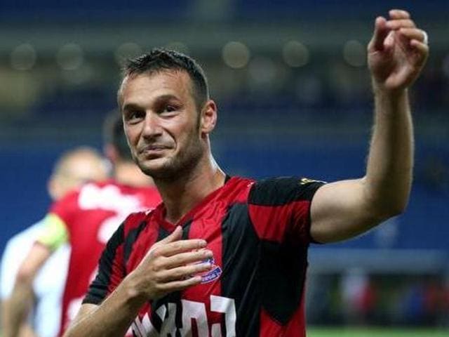 A file photo of Albanian striker Hamdi Salihi.(AFP Photo) A file photo of Albanian striker Hamdi Salihi.(AFP Photo)