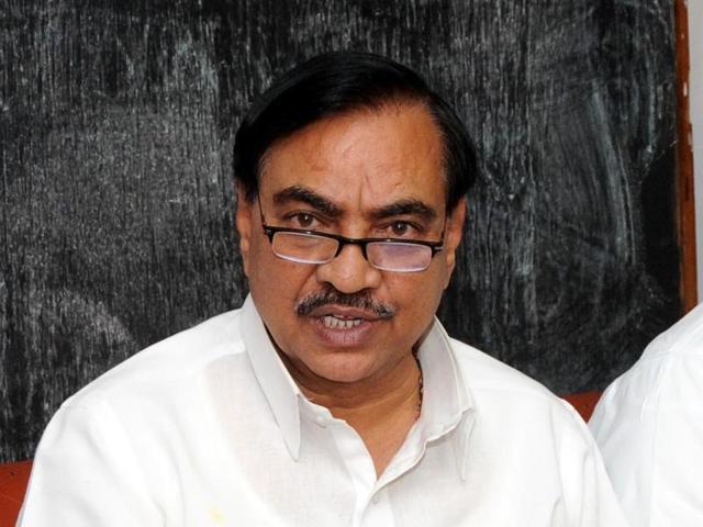 Police said no calls were made or received on Eknath Khadse’s phone from underworld don Dawood Ibrahim as claimed by the Aam Aadmi Party (AAP).(Sunny Shende/HT File Photo)