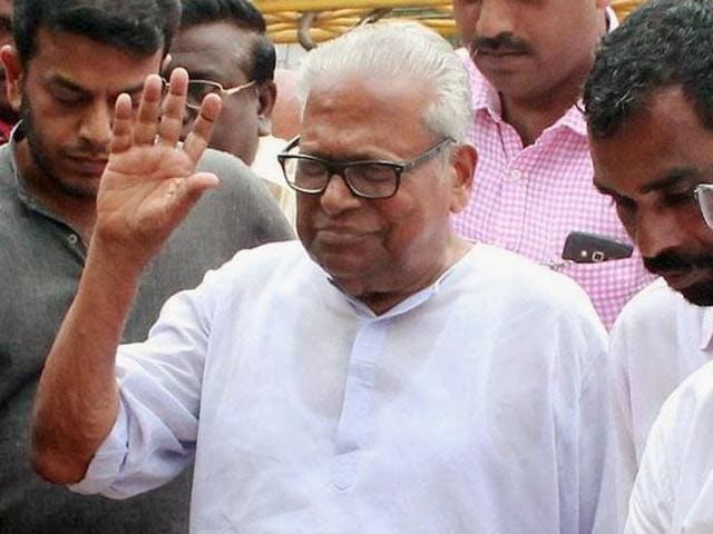 Veteran leader VS Achuthanandan addresses a rally ahead of the Kerala elections. (File photo/ PTI) Veteran leader VS Achuthanandan addresses a rally ahead of the Kerala elections. (File photo/ PTI)
