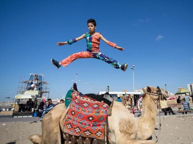 Mohammed al Sheikh’s antics earned this young Palestinian from the Gaza Strip the nickname of “Spiderman”. (AFP) Mohammed al Sheikh’s antics earned this young Palestinian from the Gaza Strip the nickname of “Spiderman”. (AFP)