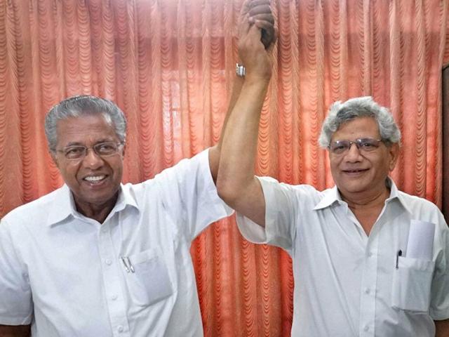 CPI(M) general secretary Sitaram Yechury (right) with party leader Pinarayi Vijayan who is set to be new Chief Minister of Kerala on Friday, May 19, 2016. (PTI) CPI(M) general secretary Sitaram Yechury (right) with party leader Pinarayi Vijayan who is set to be new Chief Minister of Kerala on Friday, May 19, 2016. (PTI)