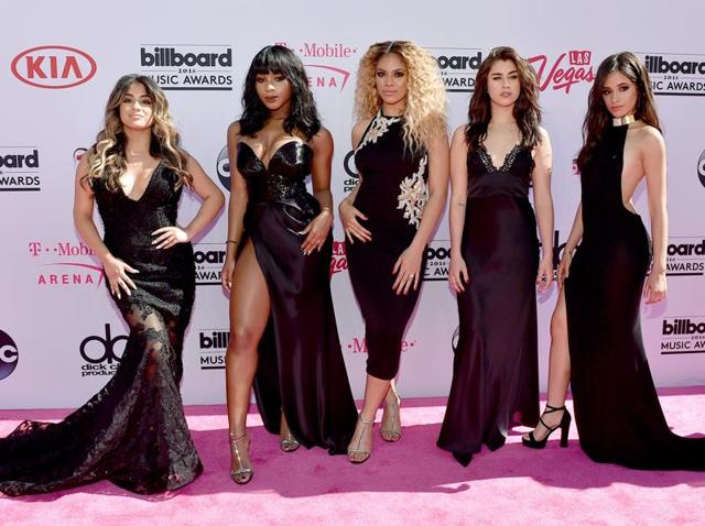 Recording artists Ally Brooke, Normani Hamilton, Dinah-Jane Hansen, Lauren Jauregui and Camila Cabello of Fifth Harmony attend the 2016 Billboard Music Awards at T-Mobile Arena on Sunday. (AFP) 